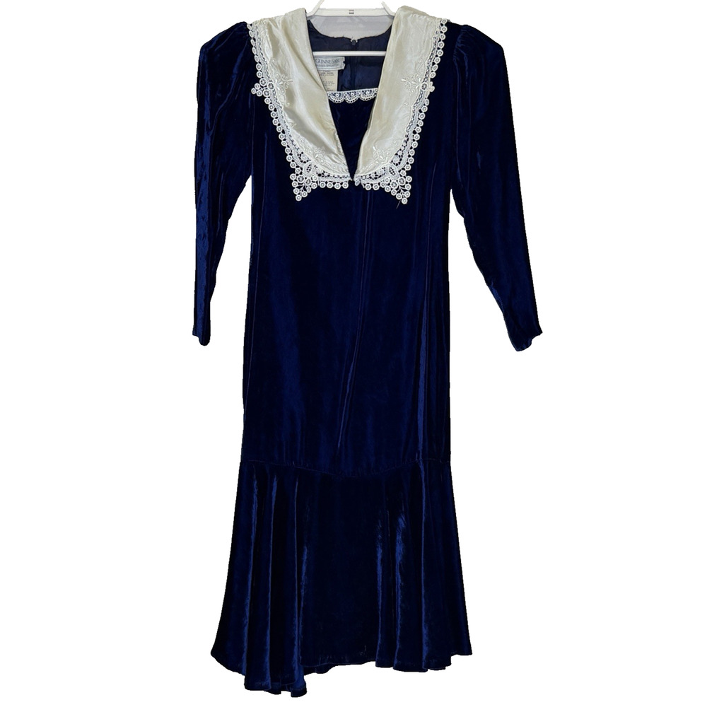 Vintage Gunne Sax by Jessica McClintock Velvet Midi Mermaid Dress Womens Sz S/M